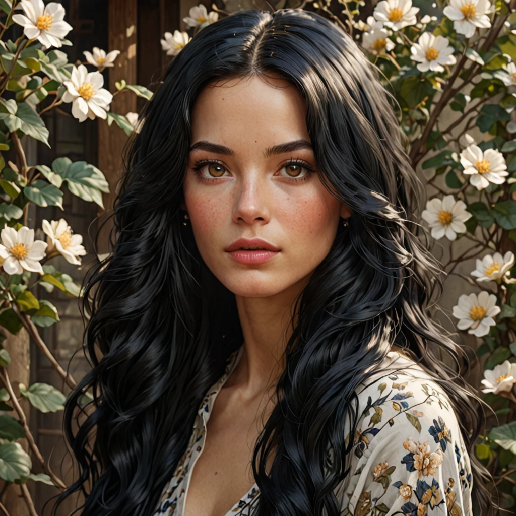 Highest quality,masterpiece,Ultra-high resolution, Very detailed, 8K,A woman with long black hair and no whites of the eyes