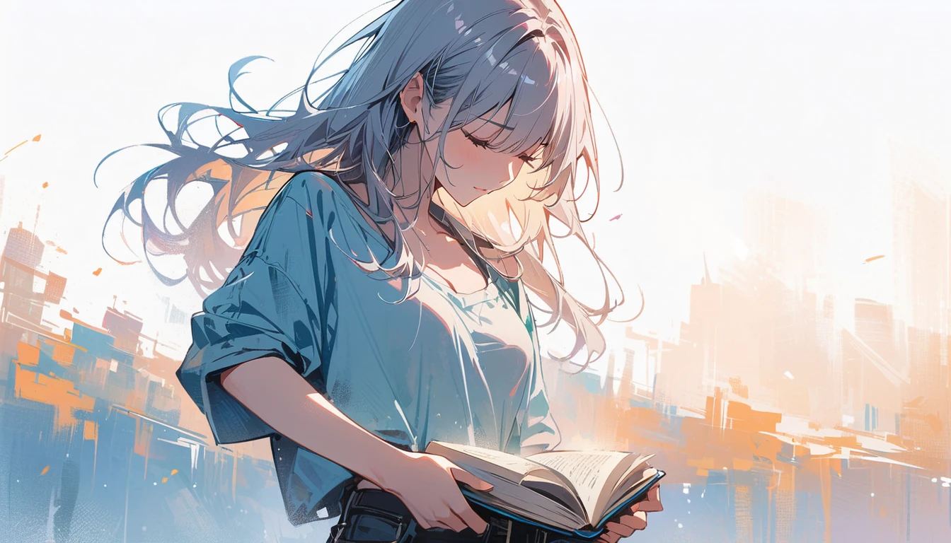 (masterpiece, Highest quality:1.2), 1 Girl, alone,I have a book