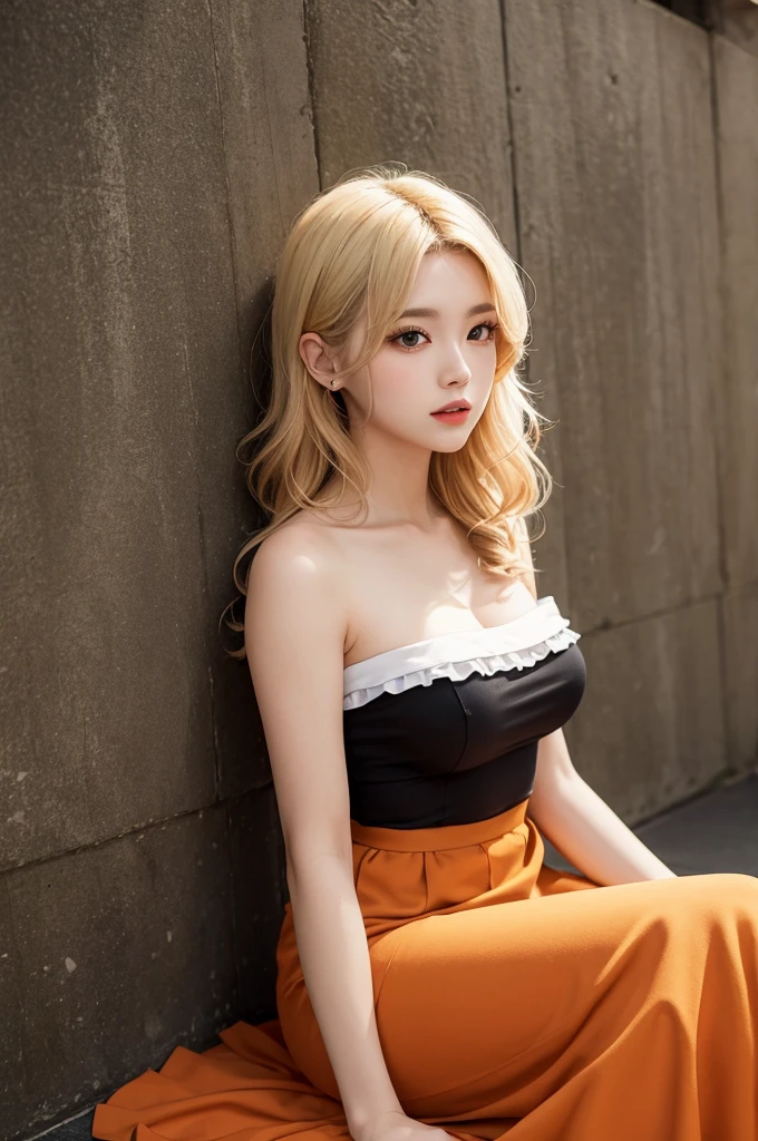 1female, ino in anime anime shippuden, long hair, yellow hair, blue eyes, smile, beautiful, purple clothes, realistic clothes, city background, ultra detail, realistic, masterpiece:1.2, HDR, studio lighting, vivid colors, sharp focus, physicially-based rendering, ultra-fine painting, portraits, landscape, 8k, without bra