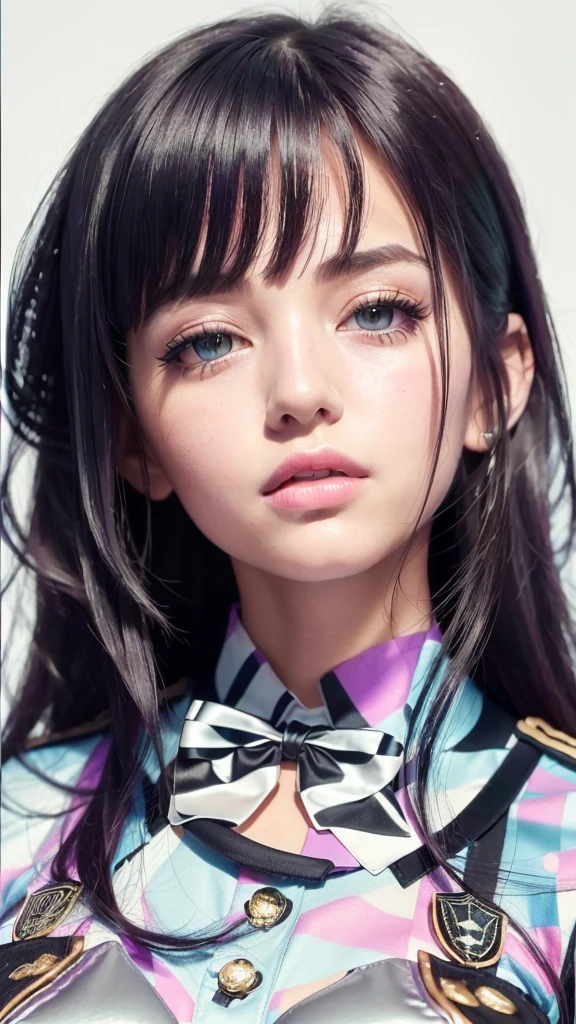 1girl,beautiful vintage color, instagram (photorealistic, high resolution:1.4), ((puffy eyes)), looking at viewer, , full body (8k, RAW photo, best quality, masterpiece:1.2), (realistic, photo-realistic:1.37),(sharp focus:1.2), professional lighting, photon mapping, radiosity, physically-based rendering, (pale skin:1.2),(small breasts:1.2), looking at viewer, (middle hair:1.5), portrait, purple eyes, (sliver hair:1.1),bangs, (simple background:1.4), solo, upper body, realistic,(masterpiece:1.4),(best quality:1.4),(shiny skin),fashi-girl,makeup,smile(skinny,closed mouth,shy :1.3) ,(standing,black Stewardess uniform,Necromancer:1.1),medium bust,sexy pose ,