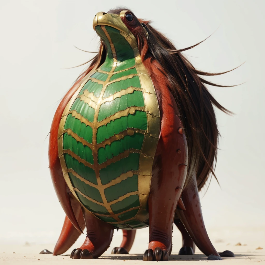 Big Animaly, has green stripes on his skin, reds eyes, octapus mixed with solid gold, Grassroots, no background