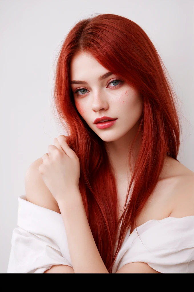 beautiful human-like women with red collored skin