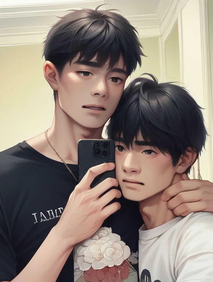 Asian boys in a dark room