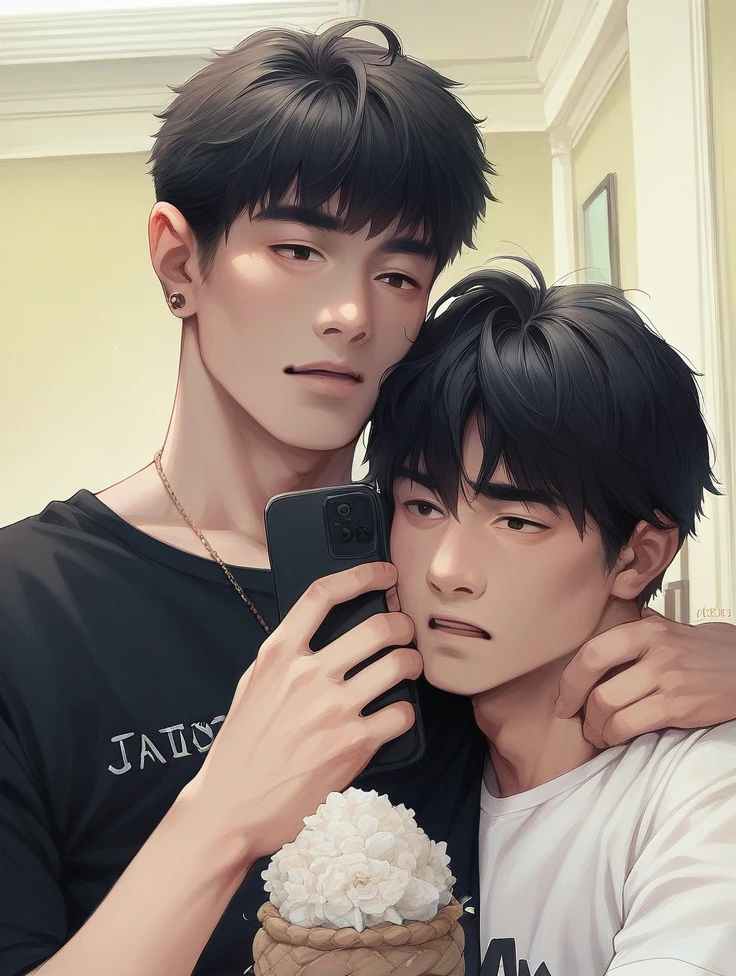 Asian boys in a dark room