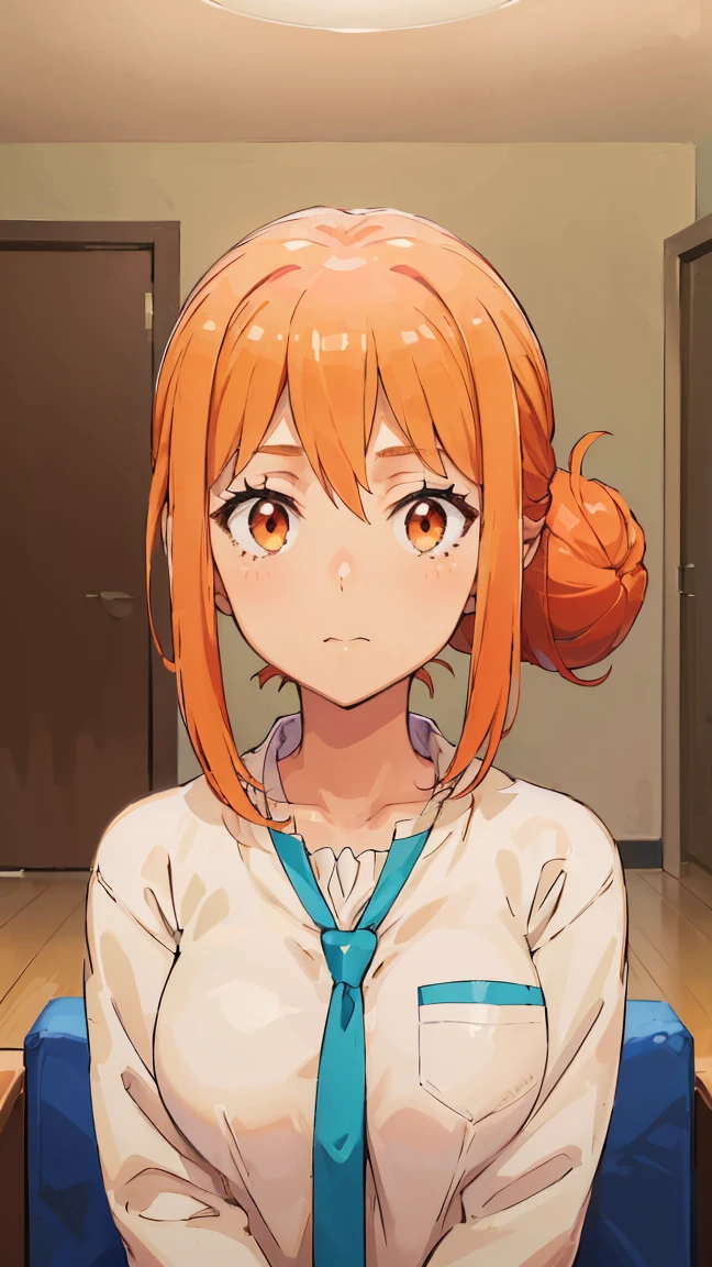 (Highest quality, 8K, masterpiece :1.3),Mrs. Yuigahama,ガハMom, As I expected, my youth romantic comedy is wrong。, One woman,Bun Hair,30 years old,Mom,Orange Hair,nsfw,