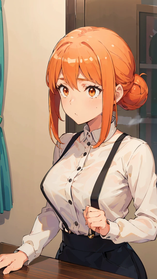 (Highest quality, 8K, masterpiece :1.3),Mrs. Yuigahama,ガハMom, As I expected, my youth romantic comedy is wrong。, One woman,Bun Hair,30 years old,Mom,Orange Hair,nsfw,