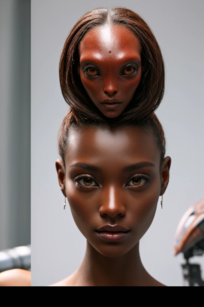 beautiful human-like alien women with dark red skin-color