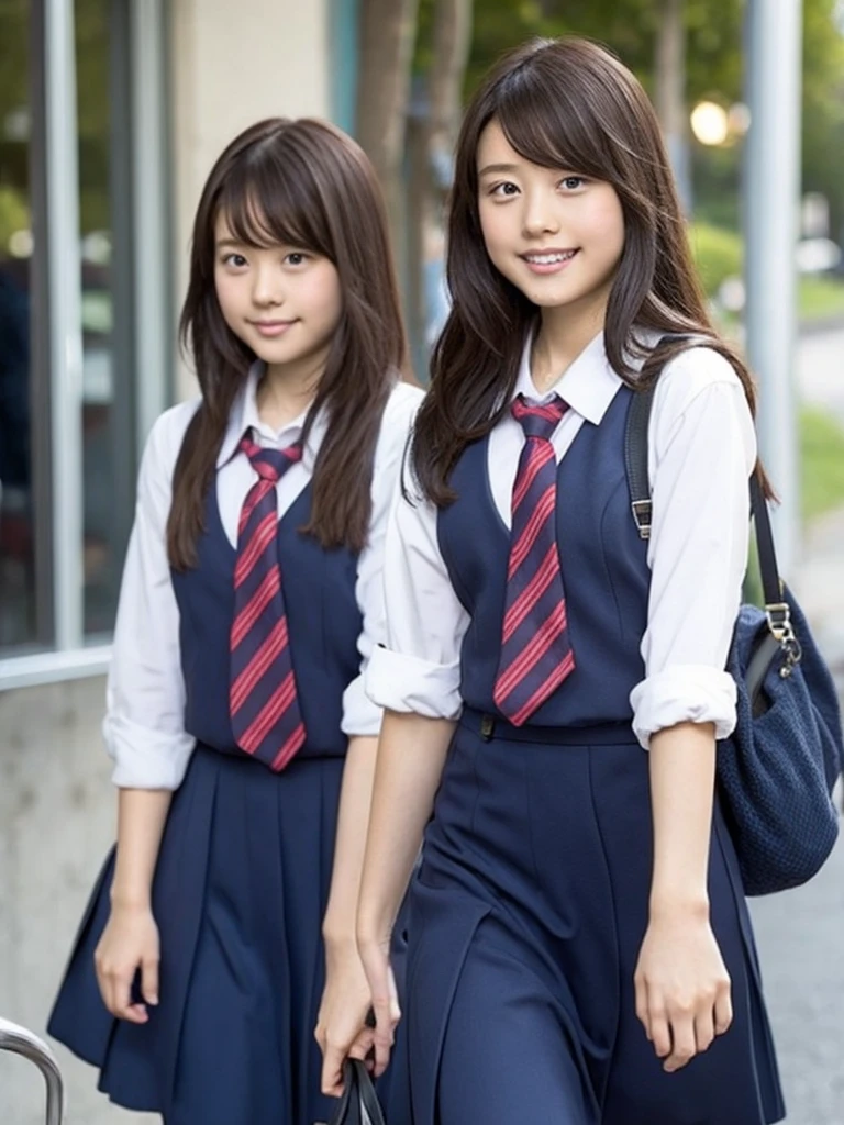 Japanese high school、、In front of a white wall、Stand upright、Hands behind your back、Smile、hemp rope bondage