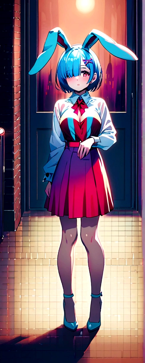 (((Pixel Perfect, Perfect detail))), alone, 1 Girl, Rem,whole body,Bunny girl,