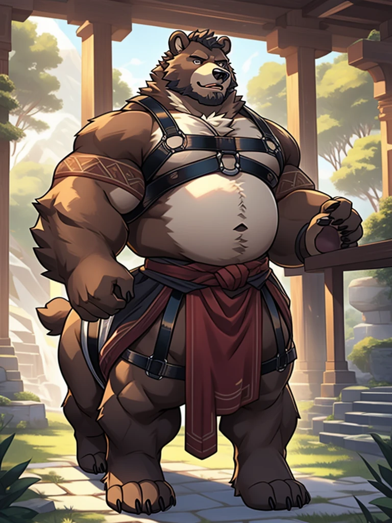 ((((1 boar man)))), (boar male), (beast man), (white beard:1.2, long beard), brown skin,, (white hair), ((very fat)), muscular body, short stature, strong eyes, ((ancient China, ancient China clothing, three kingdoms style)), ((bulge in pants)), ((green forest)), winter, ((green forest background)), (masterpiece), (best quality), artistic photography, (photography taken by below), perfect face details, photo realistic, (((realism))), nude, sit on big rock,