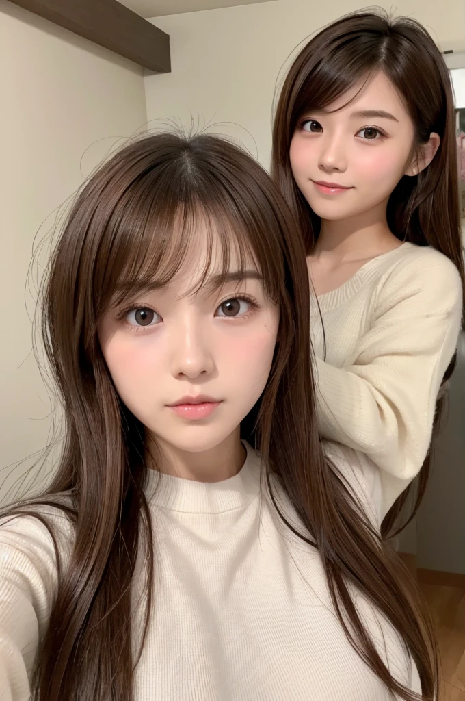 absurdres, (masterpiece, best quality), (ultra-detailed), extremely detailed,super high resolution, (Top Quality photorealistic Illustration), (Super Definition), (best quality,masterpiece:1.0),(cute illustration:1.3), (high Saturation:1.2), highres, ultra-detailed, 32k,8k resolution, intricate details, cinematic scene, detailed background, Soar (High chroma),(Sparkling),bathroom, BREAK (1 girl) (kawaii:1.6), (cute:1.6), Beautiful and delicate eyes, Delicate and beautiful face, Facial accents, Perfect figure,(open shirt:1.6), (show off nipples:1.6), (exposing bare breasts:1.3), (exposed chest:1.3), (medium breasts:1.3),,Uniforms、bright expression、poneyTail、Young shiny shiny white shiny skin、Best Looks、Natural black hair with dazzling highlights、shiny light hair,、Super long silky straight hair、Beautiful bangs that shine、Double eyelids、eye liner、Glowing crystal clear attractive big brown eyes、Very beautiful nice cute 14 year old Nordic girl、