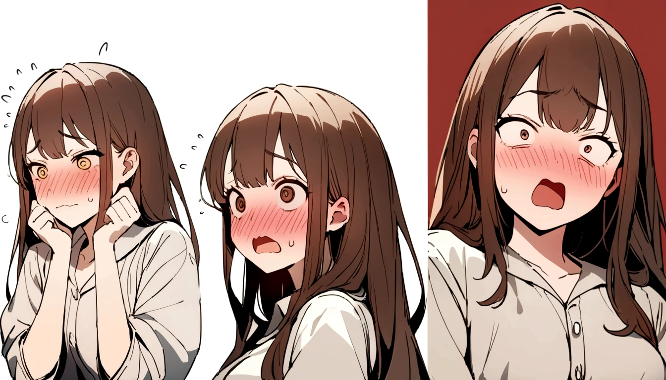 (masterpiece, best quality), chara undertale, red eyes, brown hair, short hair, striped shirt, blowjob, blowjob face, looking at viewer, small dick, giving blowjob, face focus, angry, male pov, deepthroat, small ass, on all fours, spread legs, spread arms, cum, cum in mouth,