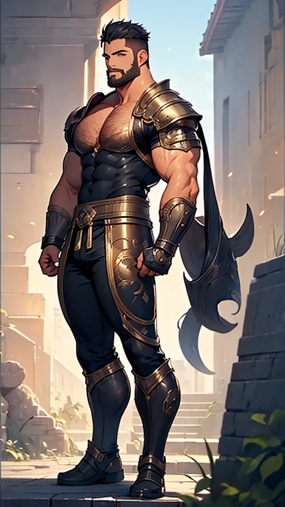 (masterpiece, 4K ,Super detailed:1.2),(anime:1), Thief, armor, Bearded, Guess face, Full body side view, View Viewer, Pure white background