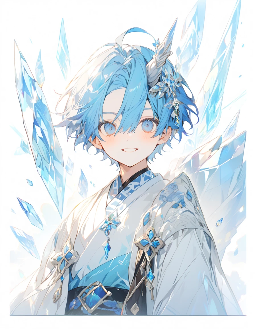 Crystal Horn Shining Crystal: The boy with the blue short hair