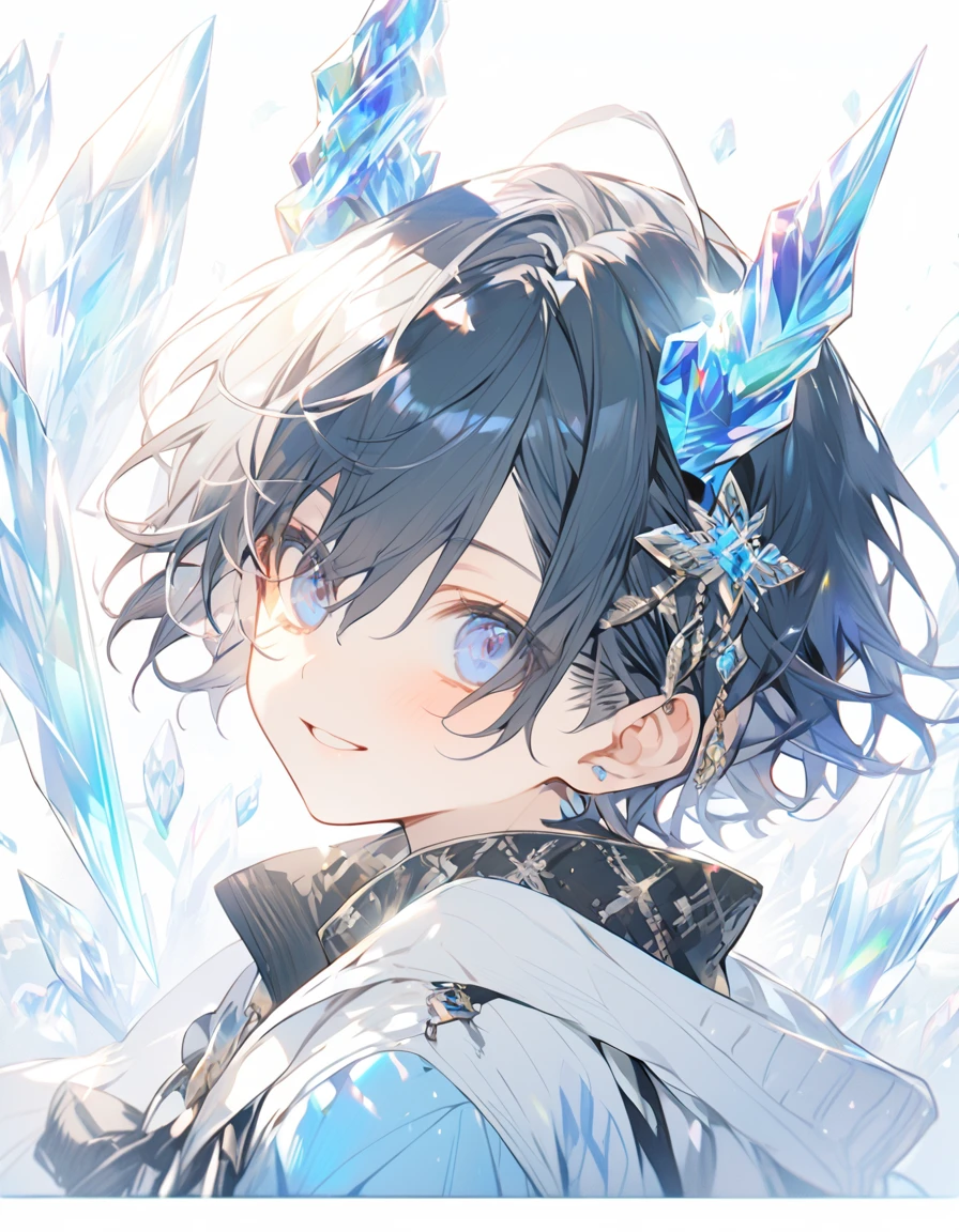 Crystal Horn　Shining Crystal: The boy with the blue short hair
