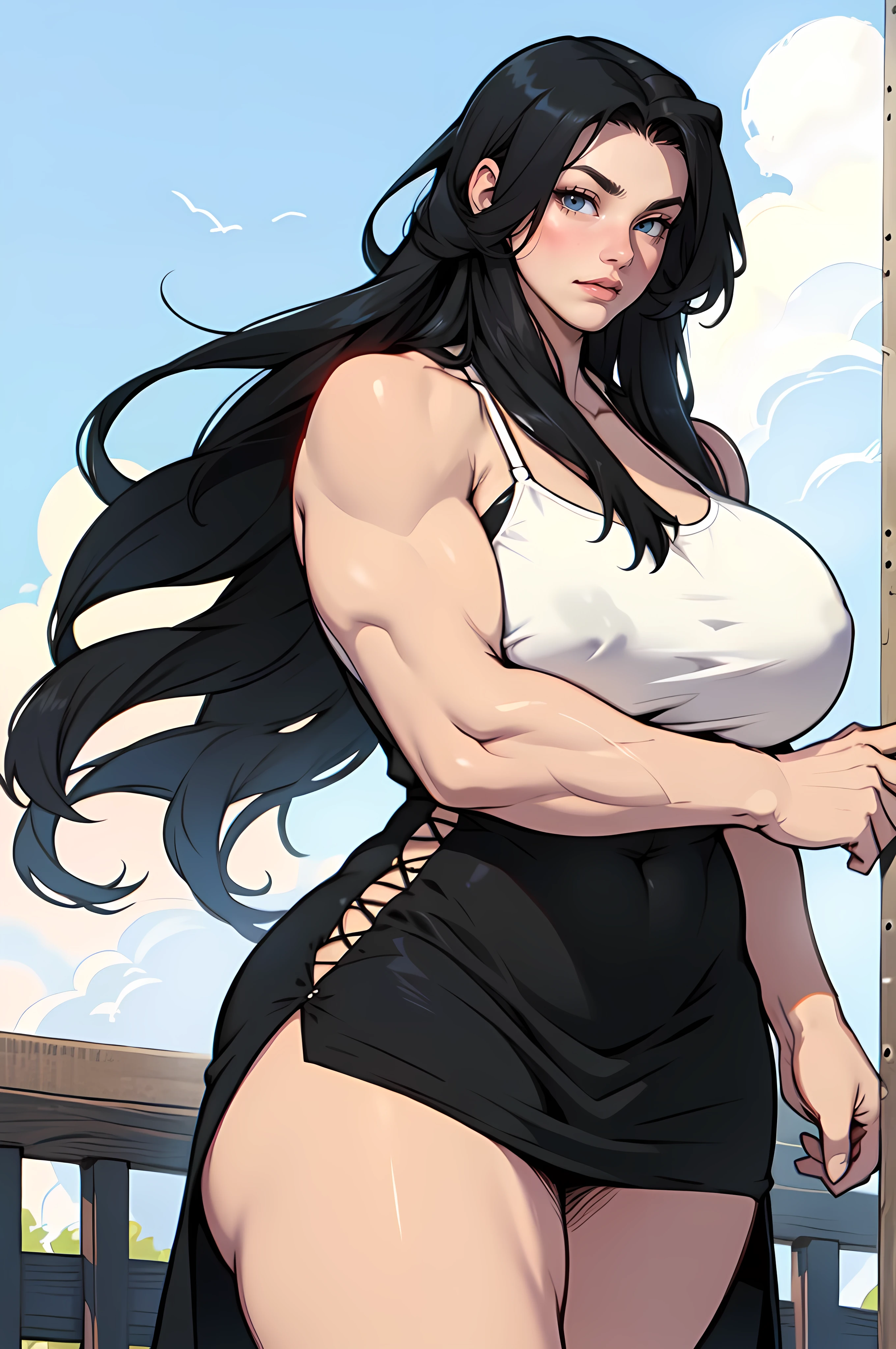 muscular (huge breasts:1.9) thick sunny sky clouds black hair yellow eyes sundress black hair yellow eyes pale skin solo joyful long straight hair long straight hair long straight hair long straight hair long straight hair long straight hair long straight hair long straight hair long straight hair