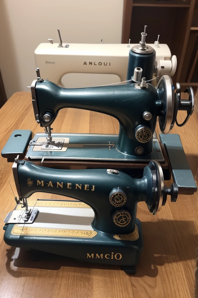 A sewing machine, with the name wrapped around ElkemFaço