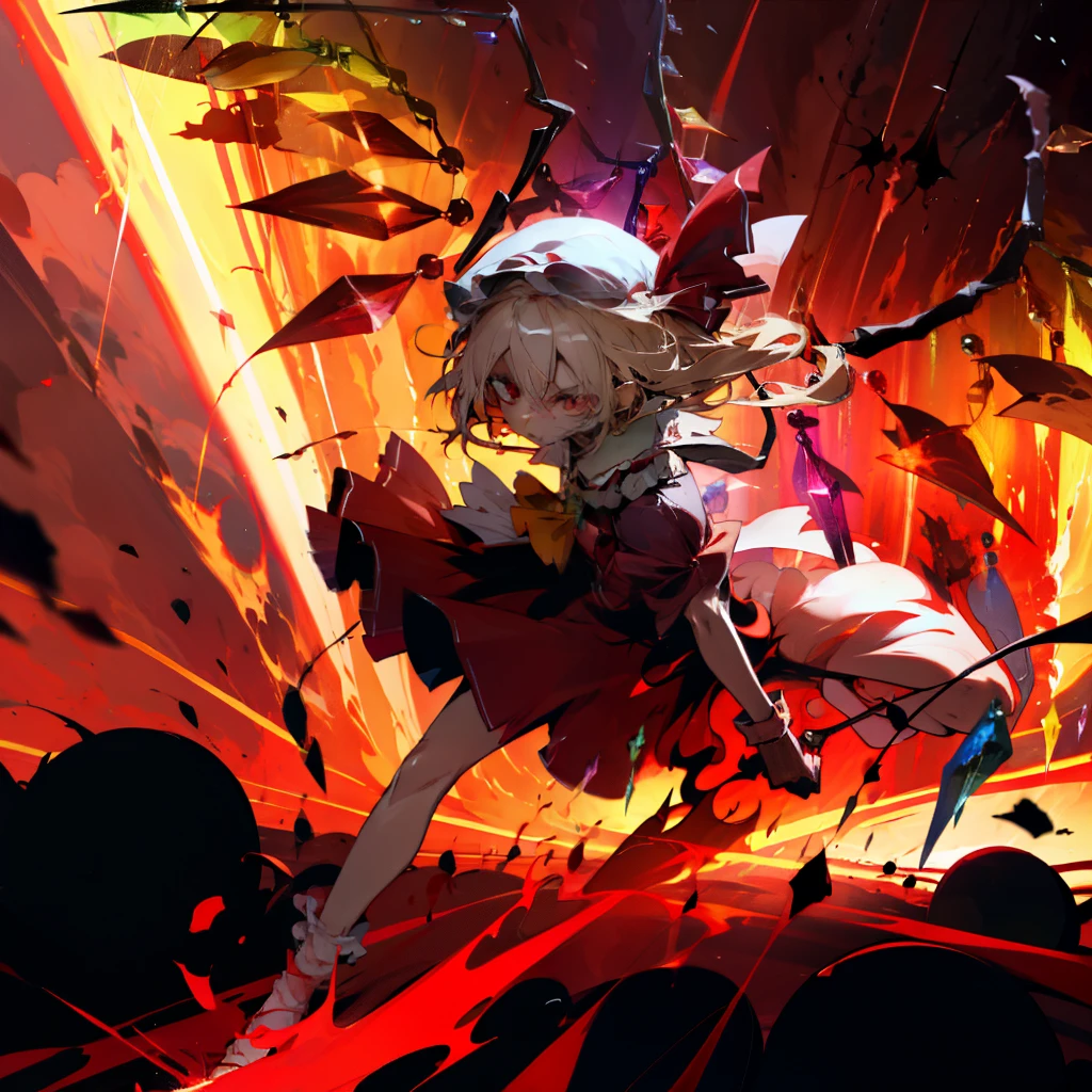 Flandre Scarlet Sky uses a fire sword to attack