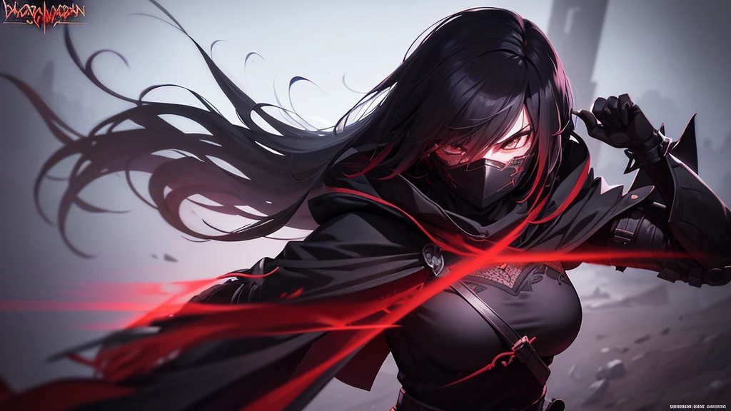 a solo shadow warrior anime, 1girl, warrior, katana, cloak, mask, mysterious, stealth, high contrast, dramatic lighting, cinematic, dark fantasy, moody atmosphere, vibrant colors, intricate details, digital painting, artstation, concept art, hyperrealistic, 8k, best quality, intricate details, masterpiece with shadow elemet background