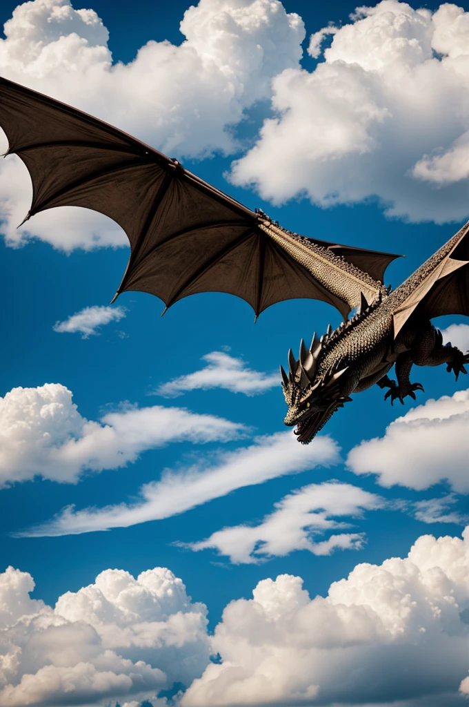 very big godzilla with wings he fly on the sky