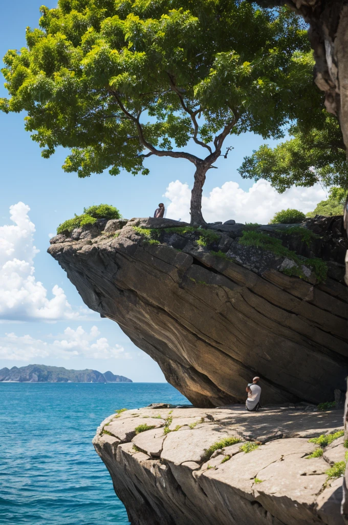 Chardonnay trees growing on a rock face on a remote island
