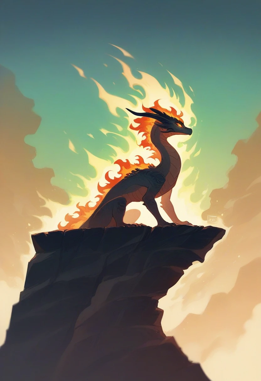 Create an intense and realistic scene where a powerful dragon releases a torrent of fire from its mouth. The dragon should be depicted with intricate scales and glowing eyes, perched on a rocky cliff overlooking a vast, dark landscape. As the dragon breathes fire, the flames should illuminate the surroundings, showcasing the raw power and ferocity of the creature. Include detailed textures of the dragon’s scales, the vibrant and dynamic motion of the fire, and the dramatic lighting effects as the flames cast shadows across the rocky terrain.