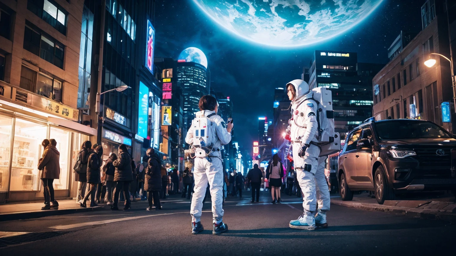 Future、City、Spaceman、Unfamiliar、A lot of people、alien