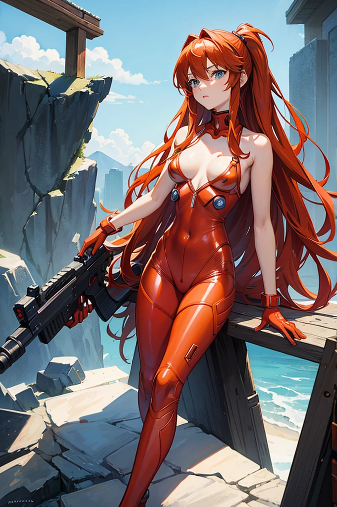 1girl stella_hoshii, red eyes, dress, short dress, elbow gloves, bare shoulders, thighhighs, ultra-detailed, beautiful detailed eyes, detailed wet clothes, blank stare, floating, on beautiful detailed water, overexposure, illustration, volumetric lighting, dramatic shadows, intricately detailed outfit, intricately detailed face, perfect eyes,