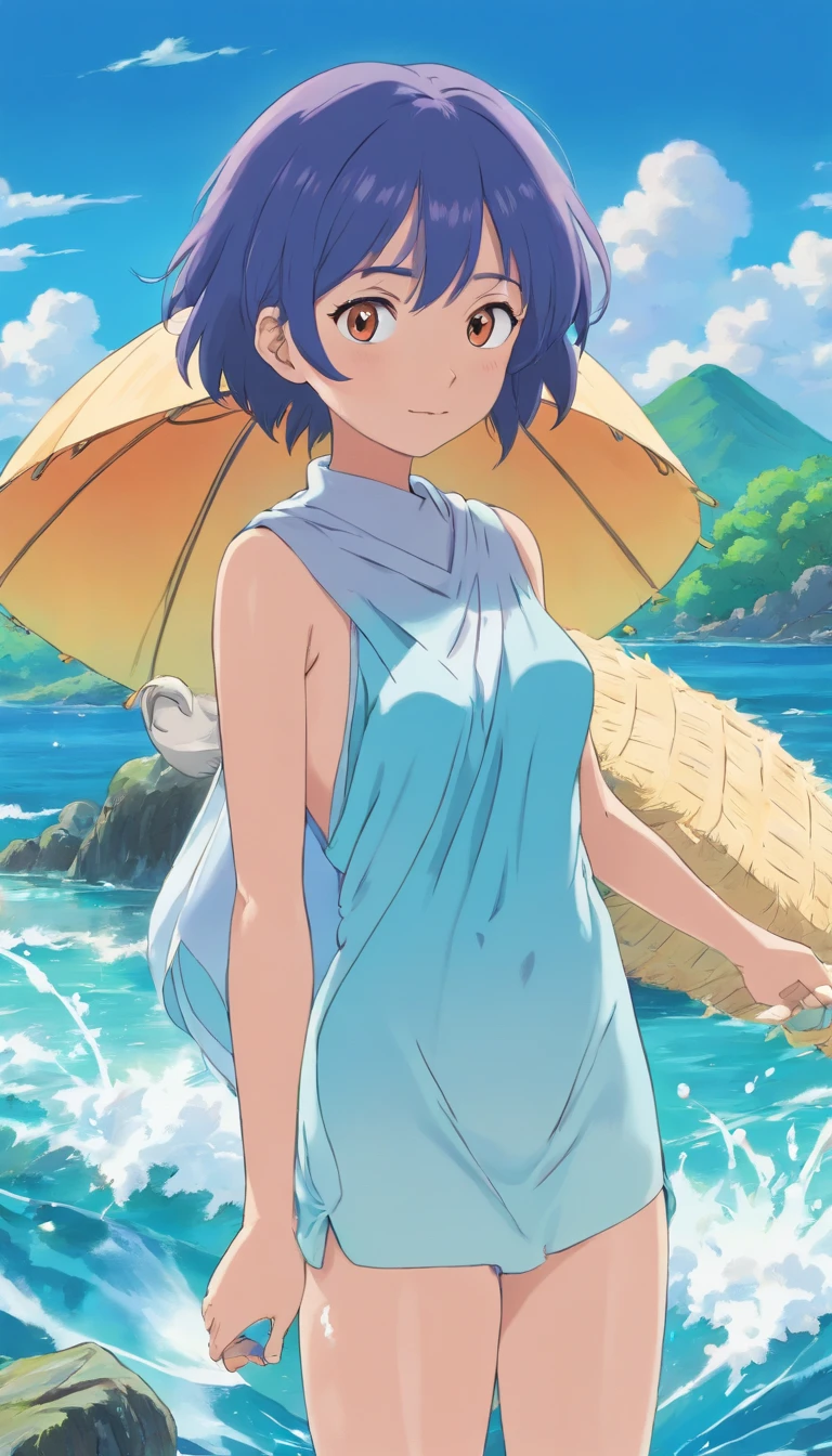 Barely towel　woman　water