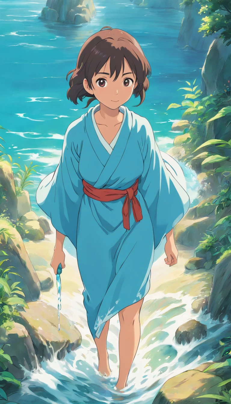 Barely towel woman water