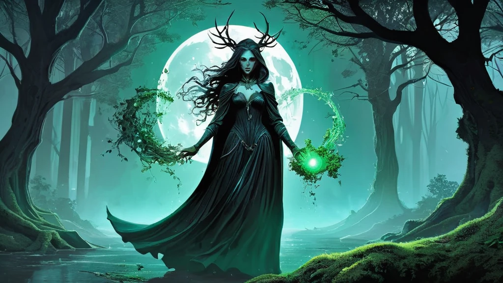 In the heart of the Forbidden Woods, where ancient oaks stand sentinel over gnarled roots and mist curls like ghostly fingers through the canopy, dwells a diminutive figure—a small, old witch known only as Elara. Bent with age and cloaked in shadows that seem to cling to her like a second skin, Elara's piercing eyes gleam with a wisdom earned through centuries of solitude and sorcery.
Within the confines of her secluded cottage, crafted from moss-covered logs and nestled amidst a thicket of brambles and wildflowers, Elara tends to her arcane pursuits. Tonight, beneath the silvery light of a waning moon that casts ethereal patterns upon the forest floor, she stands over a bubbling cauldron in her dimly lit workshop.
Clad in a tattered black dress adorned with symbols of forgotten lore, Elara's gnarled hands deftly gather ingredients from shelves lined with jars of shimmering powders and vials of iridescent liquids. The air is thick with the heady scent of crushed herbs and rare botanicals that only thrive in the deepest shadows of the forest.
With practiced precision, Elara adds a handful of moonlit dewdrops collected from silver ferns that bloom only once every century, followed by a pinch of powdered starlight harvested from the night sky itself. As the cauldron emits a faint glow that pulses in time with her murmured incantations, the potion begins to take shape—a brew that promises to unlock mysteries of the past or reveal glimpses of the future, depending on the drinker's fate.
Outside the cottage, the forest stirs with whispers of ancient spirits and restless guardians that protect Elara's domain. Shadows dance upon the walls as she stirs the potion clockwise, weaving spells into its bubbling depths that shimmer with an otherworldly luminescence.
In a realm where alliances shift like the wind and magic courses through every leaf and root, Elara's task becomes a testament to perseverance, wisdom, and the enduring power of solitude amidst the ever-changing t