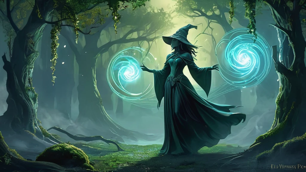 In the heart of the Forbidden Woods, where ancient oaks stand sentinel over gnarled roots and mist curls like ghostly fingers through the canopy, dwells a diminutive figure—a small, old witch known only as Elara. Bent with age and cloaked in shadows that seem to cling to her like a second skin, Elara's piercing eyes gleam with a wisdom earned through centuries of solitude and sorcery.

Within the confines of her secluded cottage, crafted from moss-covered logs and nestled amidst a thicket of brambles and wildflowers, Elara tends to her arcane pursuits. Tonight, beneath the silvery light of a waning moon that casts ethereal patterns upon the forest floor, she stands over a bubbling cauldron in her dimly lit workshop.

Clad in a tattered black dress adorned with symbols of forgotten lore, Elara's gnarled hands deftly gather ingredients from shelves lined with jars of shimmering powders and vials of iridescent liquids. The air is thick with the heady scent of crushed herbs and rare botanicals that only thrive in the deepest shadows of the forest.

With practiced precision, Elara adds a handful of moonlit dewdrops collected from silver ferns that bloom only once every century, followed by a pinch of powdered starlight harvested from the night sky itself. As the cauldron emits a faint glow that pulses in time with her murmured incantations, the potion begins to take shape—a brew that promises to unlock mysteries of the past or reveal glimpses of the future, depending on the drinker's fate.

Outside the cottage, the forest stirs with whispers of ancient spirits and restless guardians that protect Elara's domain. Shadows dance upon the walls as she stirs the potion clockwise, weaving spells into its bubbling depths that shimmer with an otherworldly luminescence.

In a realm where alliances shift like the wind and magic courses through every leaf and root, Elara's task becomes a testament to perseverance, wisdom, and the enduring power of solitude amidst the ever-changing t