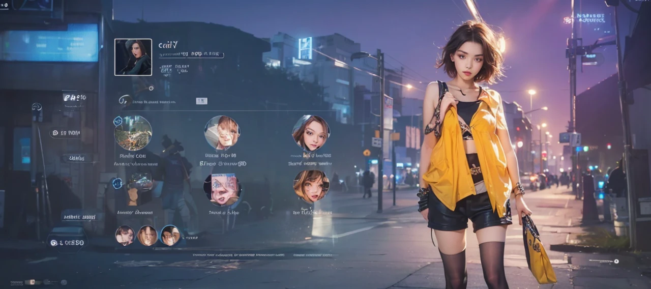 beautiful girl, bust, Bright red messy short hair, black eye shadow, (street style wear:1.2), (city background:1.2), dark makeup, The art of math, Popular topics on Artstation, highly detailed, fine details, complex, beautiful detailed glow, detailed, Light, high resolution, detailed facial features,sharp focus, Light slippery, aesthetic,