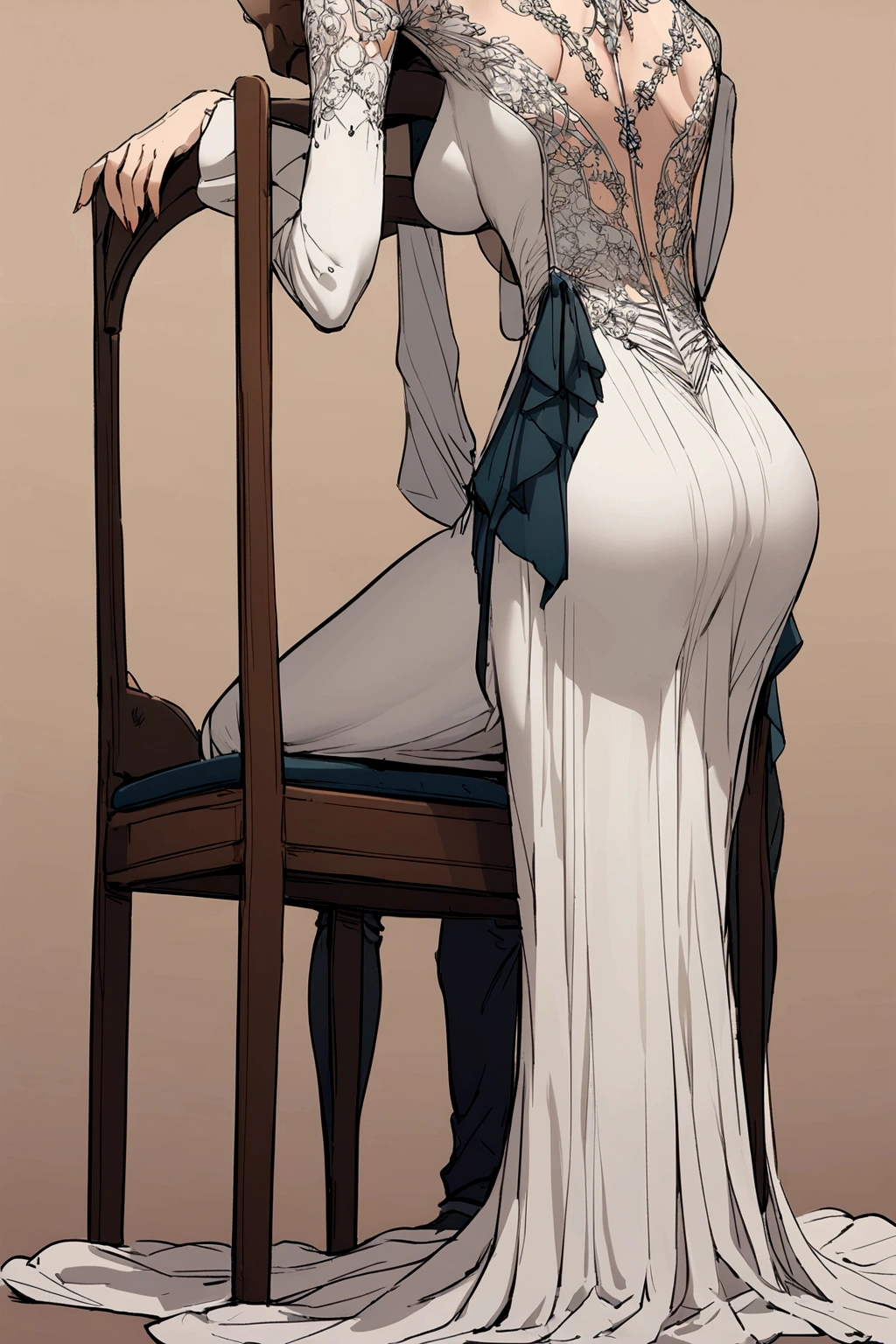 Small man using chair to fuck his tall wife 