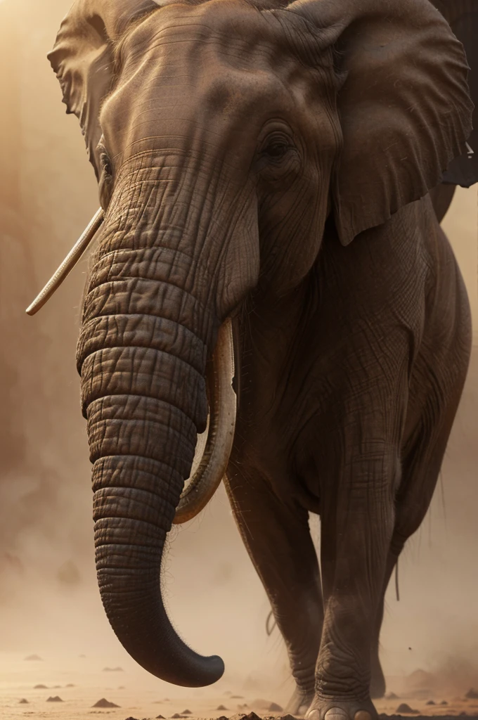 (best quality,4k,8k,highres,masterpiece:1.2),ultra-detailed,(realistic,photorealistic,photo-realistic:1.37),highly detailed elephant, detailed ant, ant carrying large elephant, surreal, fantastical, whimsical, dreamlike, soft lighting, warm colors, cinematic composition