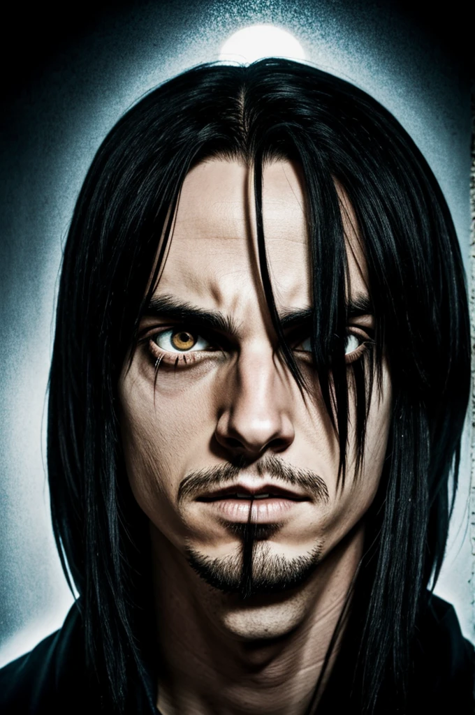 (man:1.5), (hairless teenage boy with long black hair demonic, Slender upper body, cinematic lighting, Detailed symmetrical 3d animated face, master part, disparate, Nikon D850 Stock Photography, Kodak Portra 400 F1.Detailed 6-lens camera, Amazing, fine details, Hyperrealistic texture, dramatic lighting, high quality, full resolution, sharp focus, extremely detailed, cinematic lighting, 8k hd
