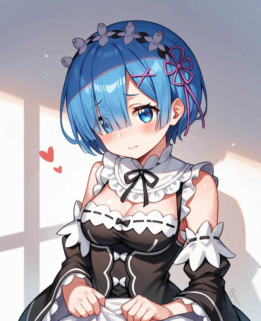 (((Pixel Perfect, Perfect detail))),girl,Re:Zero Rem,Rem's hairstyle,Rem-style hair accessory,whole body,Medium chest, Bangs that hide the right eye,1girl, double handjob, 2boys, penis, excessive cum
