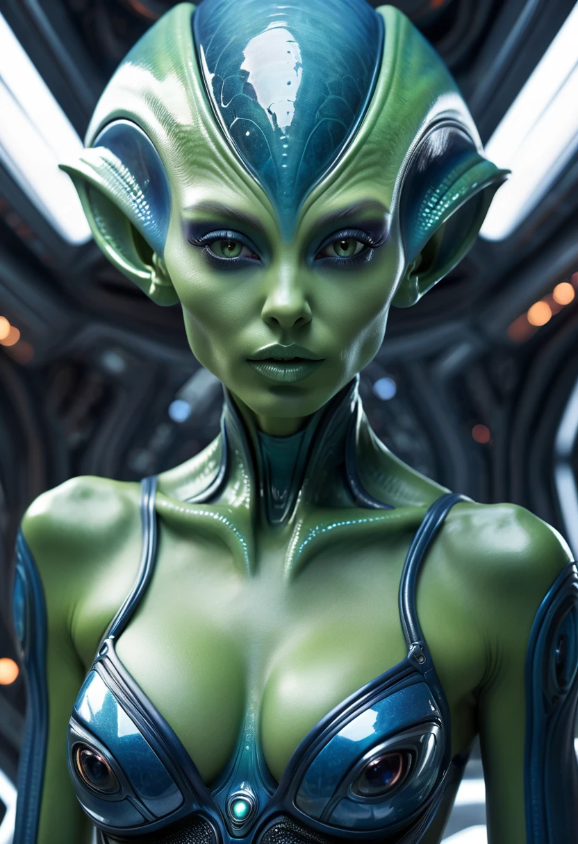 a realistic picture of a beautiful sexy alien woman