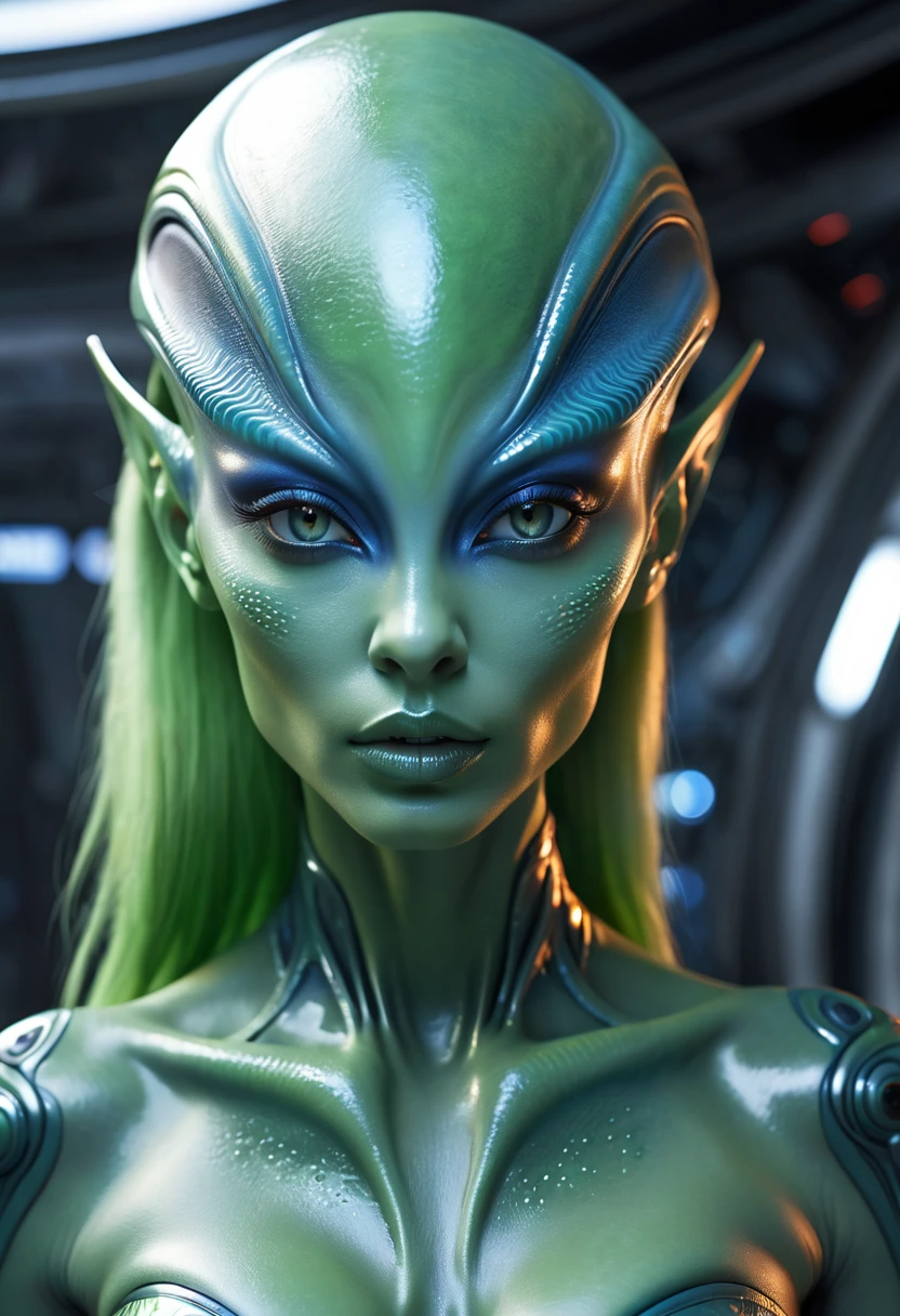 a realistic picture of a beautiful sexy alien woman
