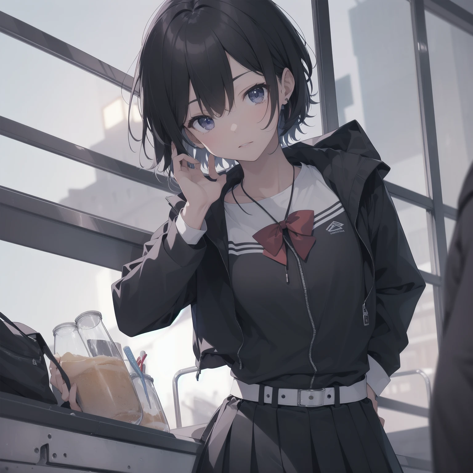 ultra-absurdres-Top quality by artist God, ultra-detailed, high resolution, anime moe artstyle, best anime 8k konachan wallpaper, pixiv contest winner, pool:2810, perfect anatomy,break, 1girl, (Please draw a girl walking sleepily to school alone. )break,(Solo,little female, 13-year-old:1.3),Full limbs, complete fingers,a junior high school student, (very short hair), short cut, flat chest, , small butt, small black eyes, beautiful detailed eyes, well-proportioned iris and pupils, expressive eyes, highres detailed hair, soft expression, salor school_uniform, sailor collar, serahuku, bow, pleated skirt,(Detailed Lighting), (Detailed background), in the School commute route. break,super detailed skin, Best cinematic lighting powered by famous artist, 8k,beauty illustration,photoshop_(medium),very aesthetic,break,((artist:sincos )), artist:clamp ,artist:carnelian ,artist:kantoku ,
