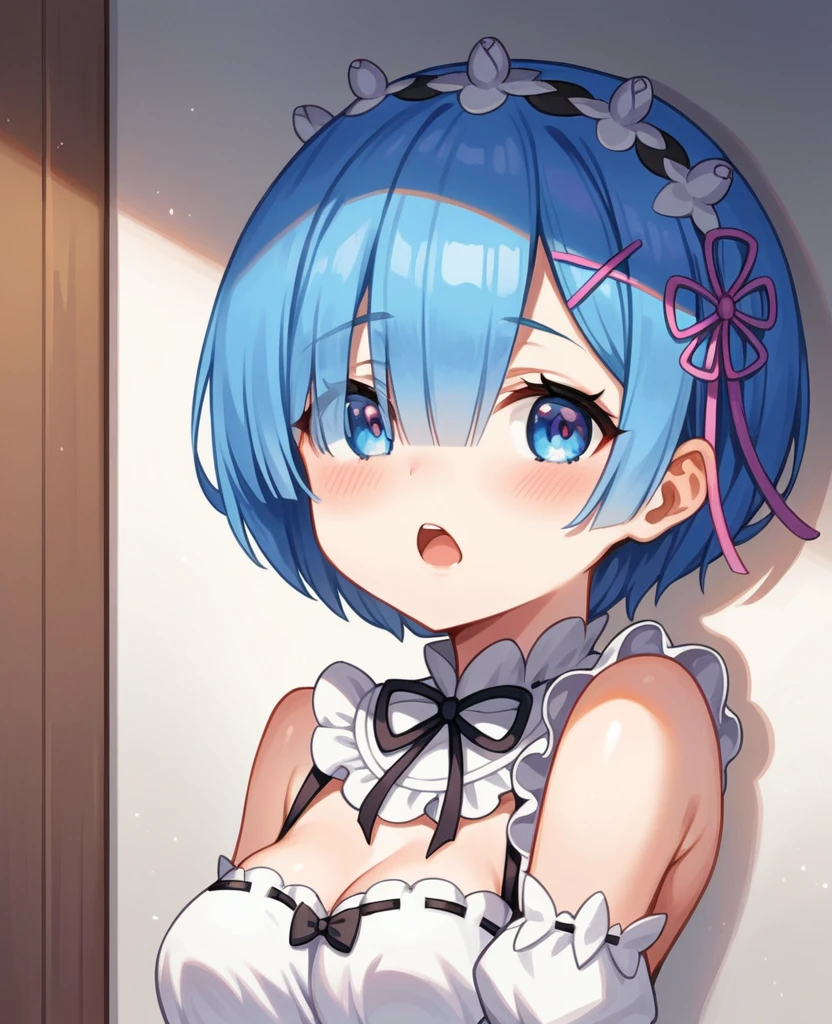 (((Pixel Perfect, Perfect detail))),girl,Re:Zero Rem,Rem&#39;s hairstyle,Rem-style hair accessory,whole body,Medium chest, Bangs that hide the right eye,(((1girl, double handjob, 2boys, penis,))) (((excessive cum)))