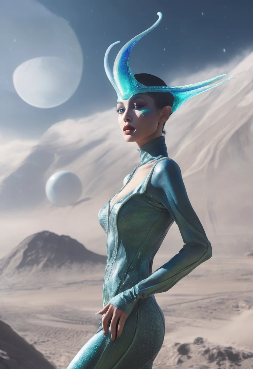 a realistic picture of a beautiful sexy alien woman