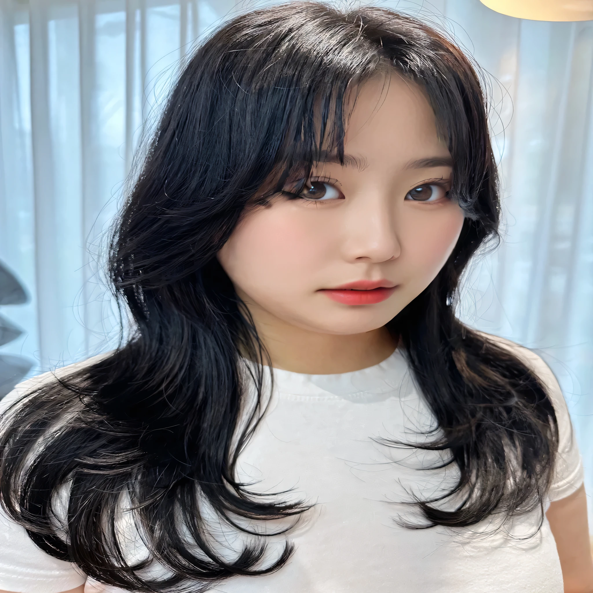 Best Quality, 8k, Masterpiece, (Portrait: 1.3), (photo realistic:1.4), (hyper realistic:1.4), Sharp Focus, looking at viewer, (smoother lighting:1.1), (increase cinematic lighting quality:0.9), realistic lighting, backlighting, light on face, ray trace, (brightening light:1.2), (Increase quality:1.4), sharp detail, (best quality real texture skin:1.4), finely detailed eyes, black_eyes, finely detailed face, 25 year old Korean woman,
pretentious_face
