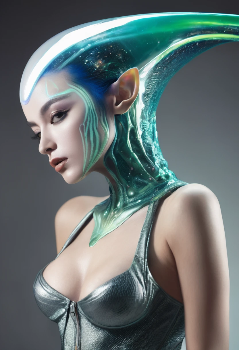 a realistic picture of a beautiful sexy alien woman
