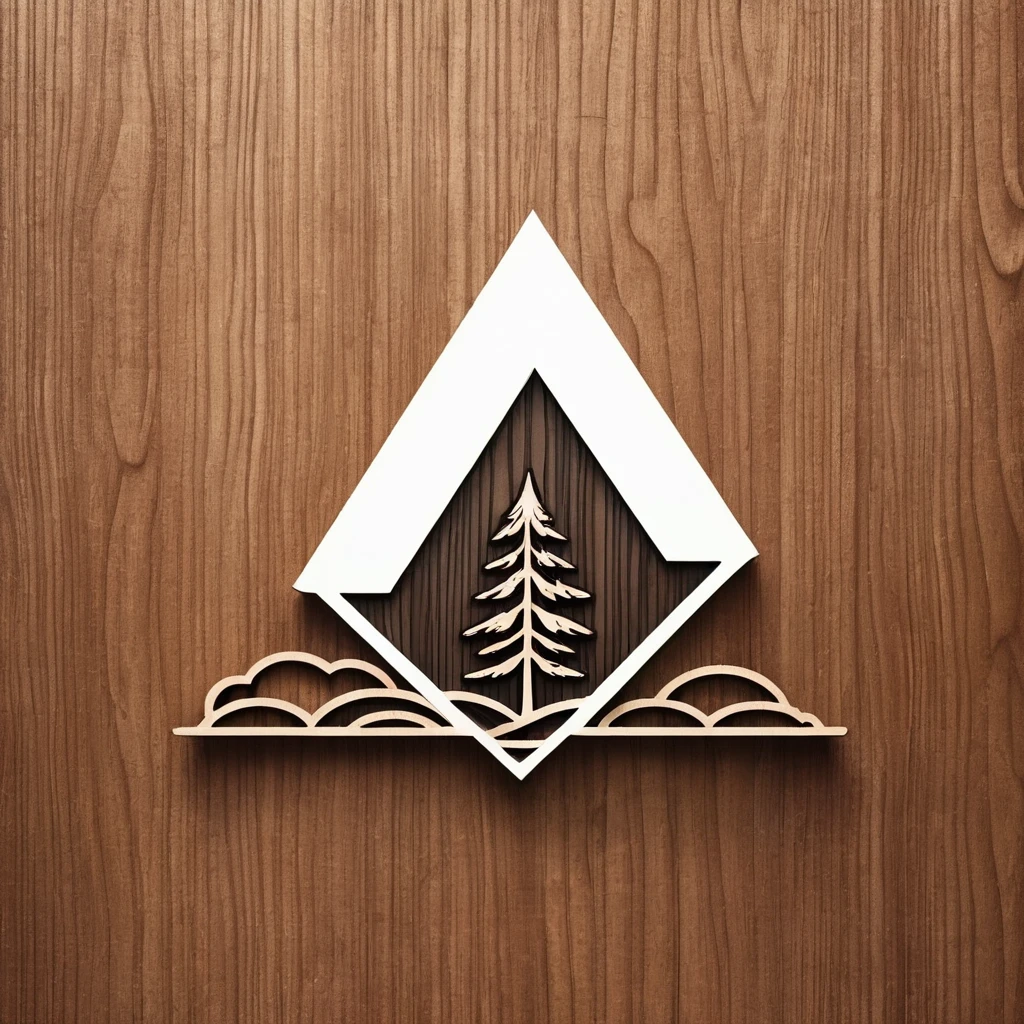 logo D, Wood background, forests, clouds,