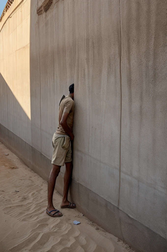 Concrete wall with dust sand and dirty place in India