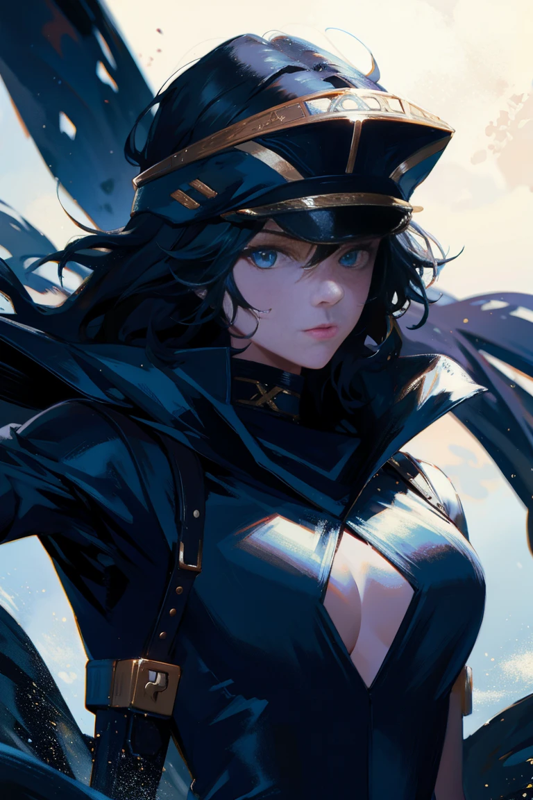 black mask, wind, contrast, epic, girl, anime