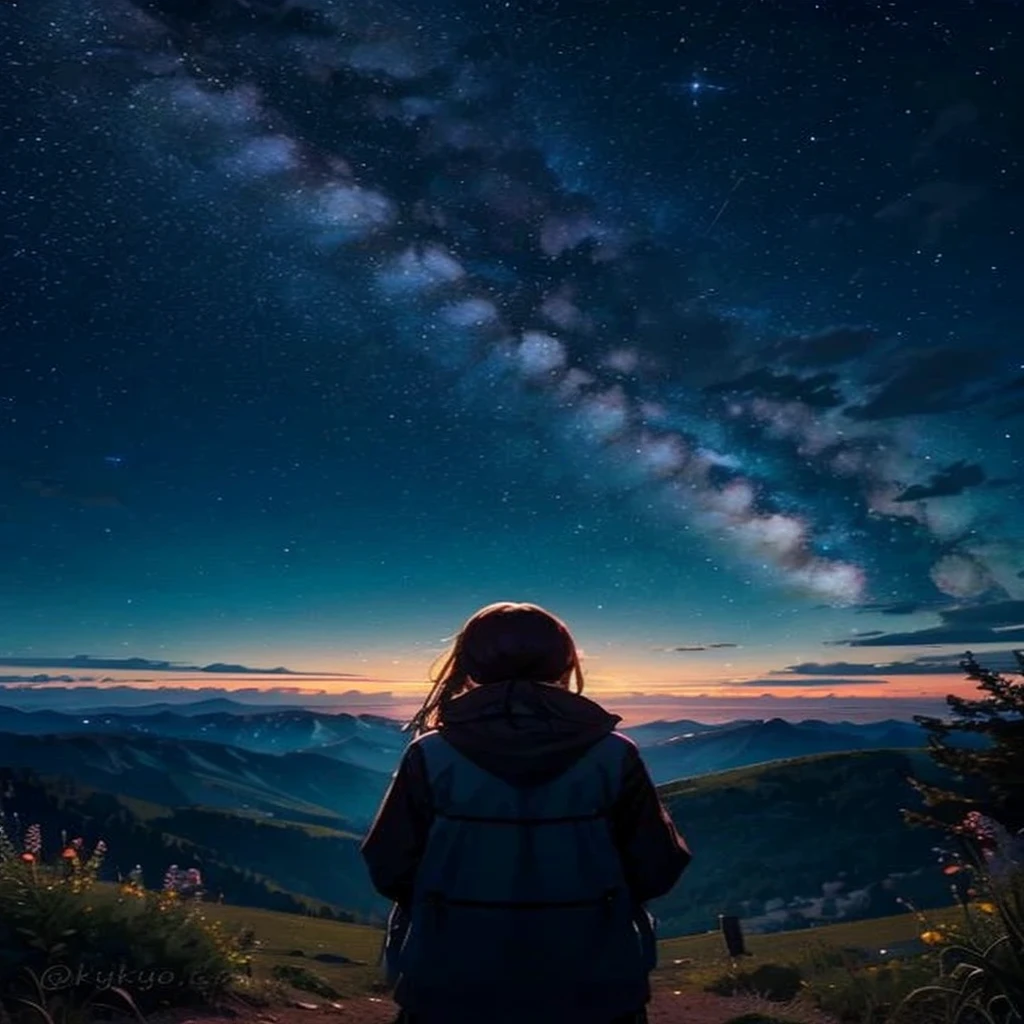 starry sky,with shooting stars