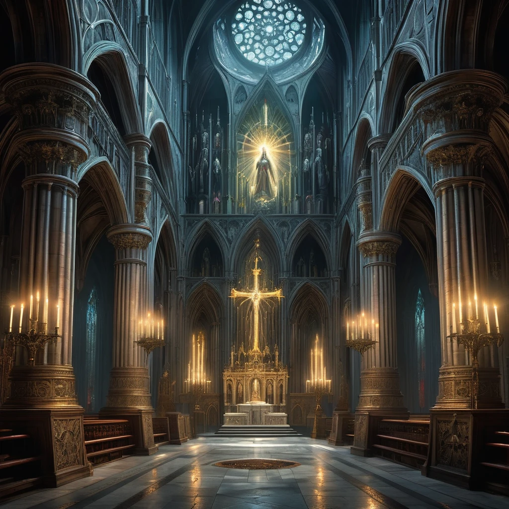 Within the towering walls of Cathedral Sanctus, where stained glass windows depict scenes of ancient battles and divine interventions, lies the solemn grandeur of the Hall of Shadows—a vast chamber illuminated by flickering torchlight and the eerie glow of sacred braziers. At the heart of the hall stands the Altar of Redemption, a massive stone structure adorned with intricate carvings that tell of forgotten heroes and martyrs who sacrificed their lives in the name of faith.
In the wake of a centuries-old prophecy that foretells of an impending apocalypse, the Cathedral Sanctus becomes a beacon of hope and despair in equal measure. Pilgrims and penitents kneel before the altar, their whispered prayers mingling with the haunting chants of robed priests who bear the weight of divine prophecy upon their shoulders.
Amidst the solemnity of the hall, a reluctant hero or a devout acolyte finds themselves drawn into a quest that will test their faith and reshape the destiny of the realm. Guided by cryptic visions and ancient scriptures, they uncover a conspiracy that spans generations—a clandestine cult that seeks to harness dark magic sealed within the cathedral's ancient catacombs.
As they delve deeper into the shadows that lurk beneath Cathedral Sanctus, they encounter spectral guardians and forbidden relics that pulse with untamed power. The hero must navigate treacherous alliances with enigmatic figures—a disillusioned priest who harbors secrets of his own, a mysterious seer who speaks in riddles of impending doom, and a fallen knight whose sword bears the scars of battles fought on both earthly and ethereal planes.
In a realm where the line between faith and heresy blurs and ancient evils stir from their slumber, the hero's journey becomes a crucible of courage, sacrifice, and redemption. They must confront their own doubts and fears amidst the labyrinthine corridors of Cathedral Sanctus, where shadows whisper of forgotten truths and the fate of the realm hangs in