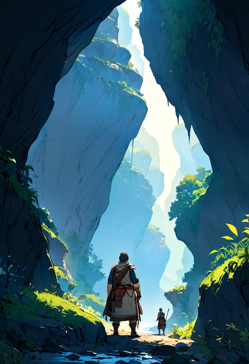 Adventurer standing in a cave